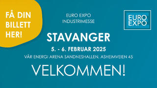 Snart er det tid for EURO EXPO Industrimesse i Stavanger! Onsdag til torsdag 5. - 6. februar kl 08.00 - 16.00 er vi i Sandneshallen.

